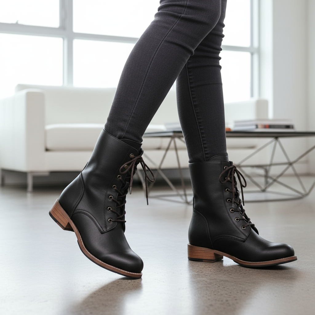 Verity | Leather Lace-Up Boots